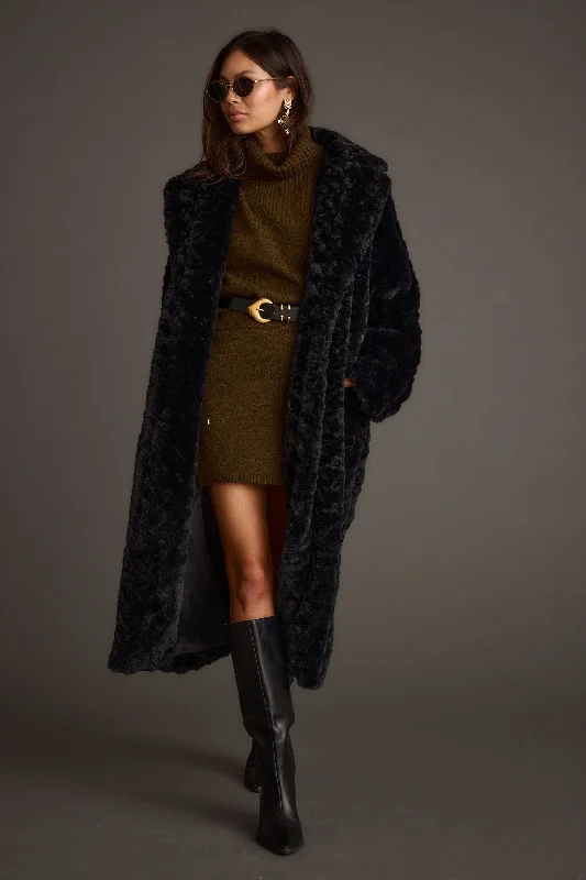 Women's trench coats with a removable belt for customizable stylingSasha Black Floor Length Coat Women's trench coats with a removable belt for customizable stylingSasha Black Floor Length Coat