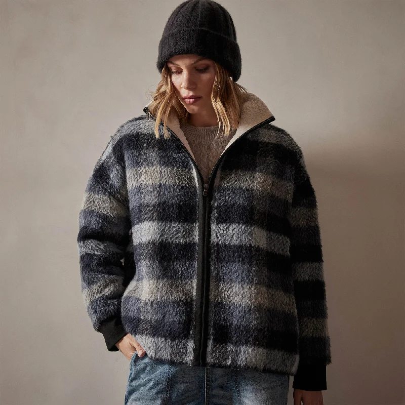 Women's trench coats with a removable belt for customizable stylingSherpa Lined Plaid Zip Jacket - Breeze Plaid Women's trench coats with a removable belt for customizable stylingSherpa Lined Plaid Zip Jacket - Breeze Plaid
