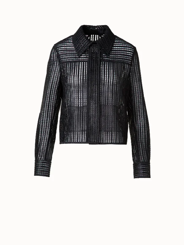 Women's cropped leather jackets with a fringe detail for a western - inspired outfitShirt Jacket with Stripes Embroidery Women's cropped leather jackets with a fringe detail for a western - inspired outfitShirt Jacket with Stripes Embroidery