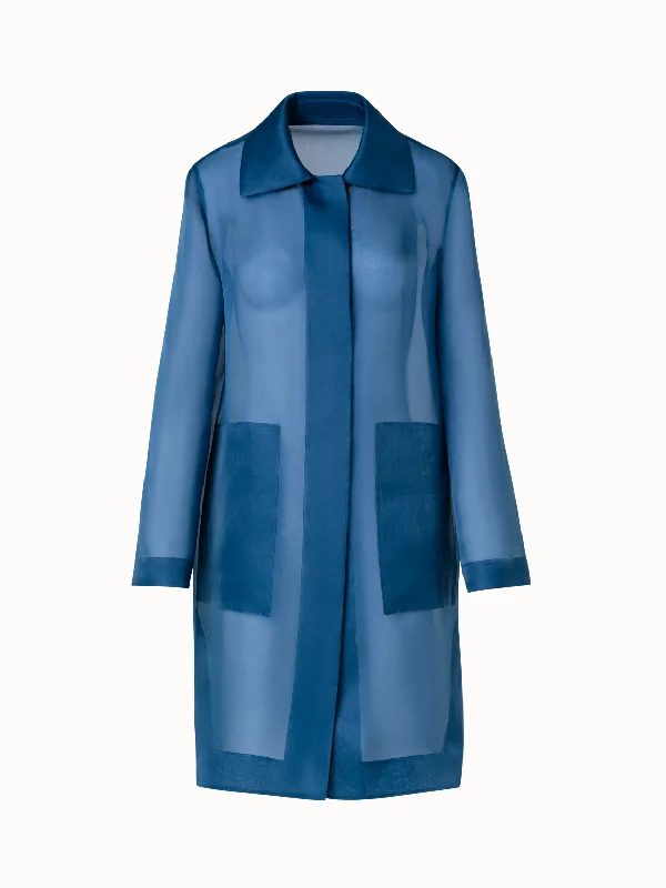 Women's pea coats with brass buttons for a nautical - inspired styleShort Silk Coat