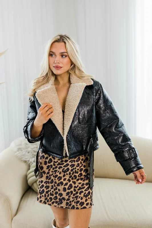 Women's cropped leather jackets with silver zippers for a punk - inspired outfitSienna Edge Faux Leather Jacket Women's cropped leather jackets with silver zippers for a punk - inspired outfitSienna Edge Faux Leather Jacket