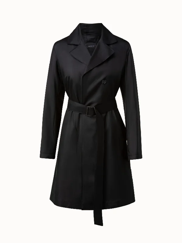 Women's waterproof parka coats with multiple pockets for practicalitySilk Taffeta Trench Coat