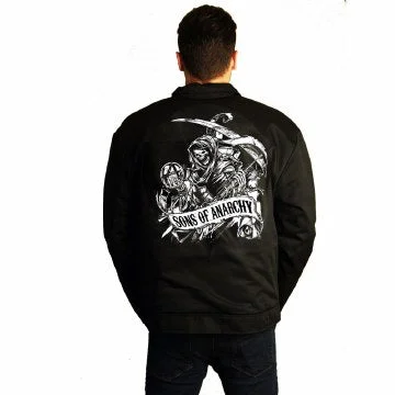 Women's moto jackets with a lace - up front for a unique and stylish touchSOA Screen Print Jacket Women's moto jackets with a lace - up front for a unique and stylish touchSOA Screen Print Jacket