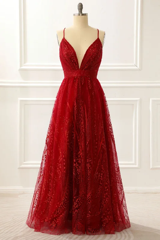Party dresses with a pom - pom trim for a fun and festive touchA-Line Spaghetti Straps Burgundy Princess Long Prom Dress Party dresses with a pom - pom trim for a fun and festive touchA-Line Spaghetti Straps Burgundy Princess Long Prom Dress