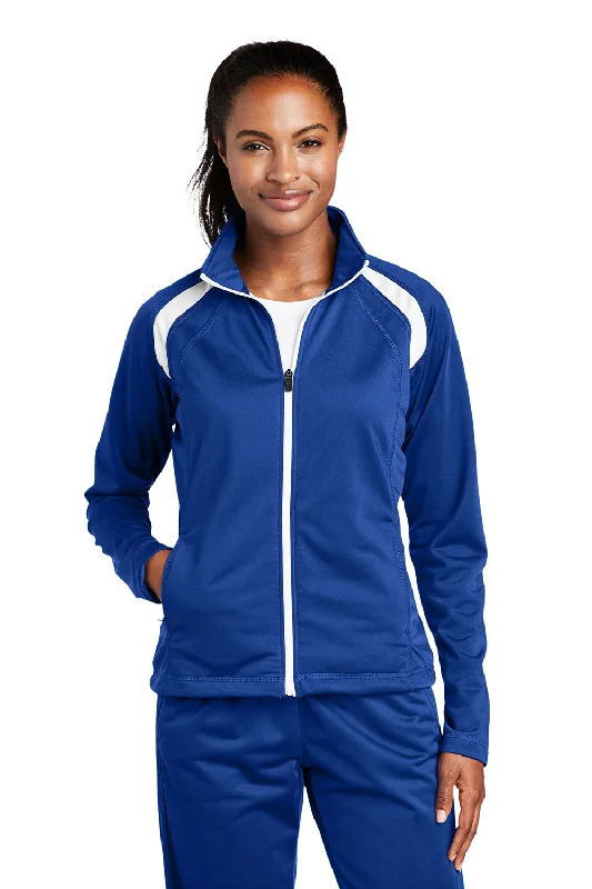 Women's bomber jackets with a holographic finish for a futuristic and eye - catching lookSport-Tek Womens Full Zip Track Jacket - True Royal Blue/White Women's bomber jackets with a holographic finish for a futuristic and eye - catching lookSport-Tek Womens Full Zip Track Jacket - True Royal Blue/White