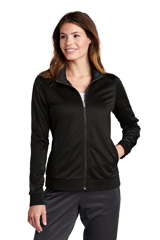 Women's pea coats in a plus - size fit for a flattering and warm winter coatSport-Tek Womens Full Zip Track Jacket - Black Women's pea coats in a plus - size fit for a flattering and warm winter coatSport-Tek Womens Full Zip Track Jacket - Black