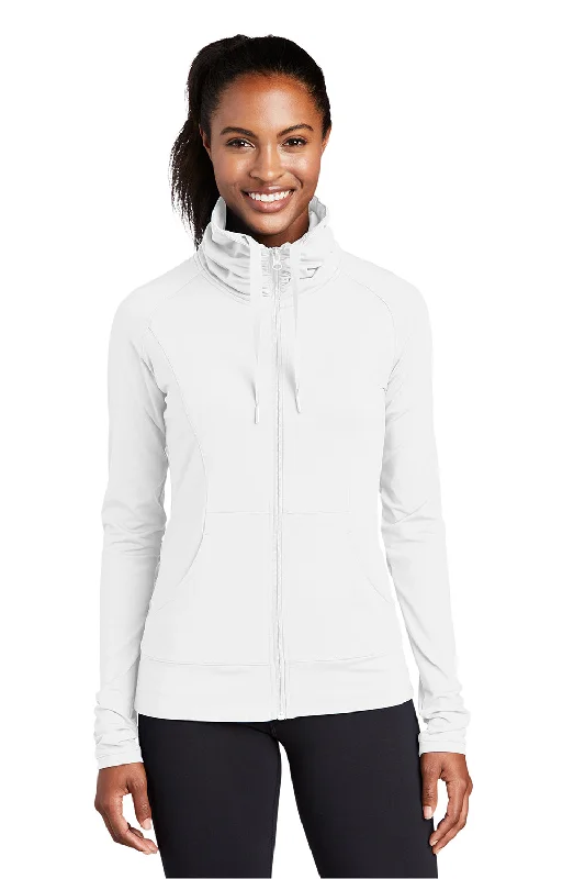 Women's bomber jackets with a holographic finish for a futuristic and eye - catching lookSport-Tek Womens Sport-Wick Moisture Wicking Full Zip Jacket - White Women's bomber jackets with a holographic finish for a futuristic and eye - catching lookSport-Tek Womens Sport-Wick Moisture Wicking Full Zip Jacket - White