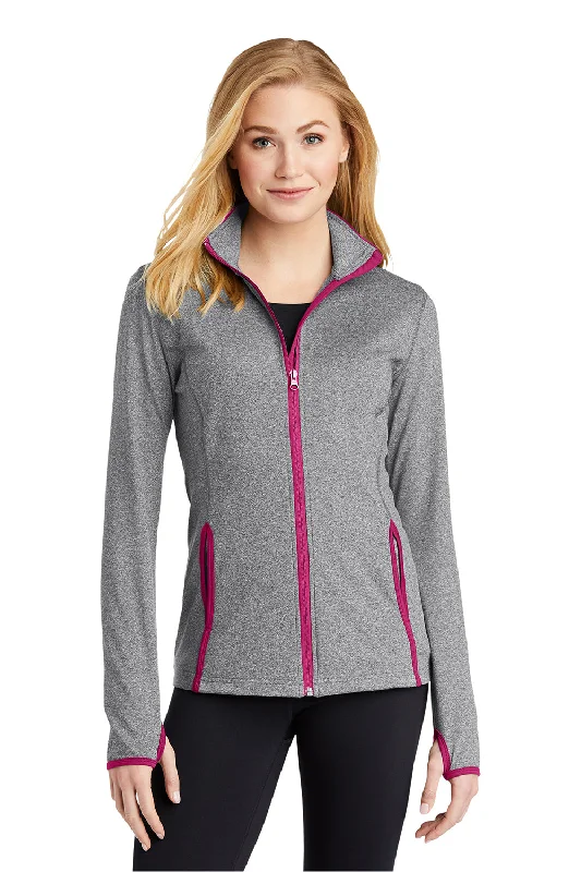 Women's moto jackets with a lace - up front for a unique and stylish touchSport-Tek Womens Sport-Wick Moisture Wicking Full Zip Jacket - Heather Charcoal Grey/Pink Rush Women's moto jackets with a lace - up front for a unique and stylish touchSport-Tek Womens Sport-Wick Moisture Wicking Full Zip Jacket - Heather Charcoal Grey/Pink Rush