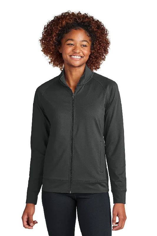 Women's windbreaker jackets with adjustable hoods for windy daysSport-Tek Womens Sport-Wick Moisture Wicking Full Zip Cadet Jacket - Charcoal Grey - New