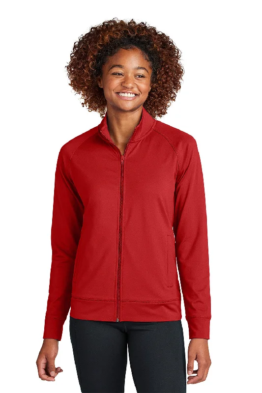 Women's bomber jackets with floral embroidery for a feminine and unique designSport-Tek Womens Sport-Wick Moisture Wicking Full Zip Cadet Jacket - Deep Red - New