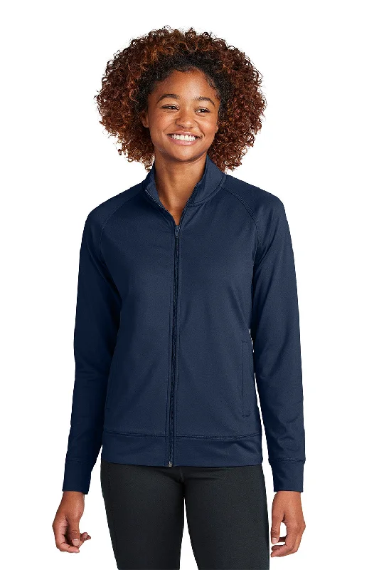 Women's long - line cardigan jackets in a soft knit for a cozy and elegant lookSport-Tek Womens Sport-Wick Moisture Wicking Full Zip Cadet Jacket - True Navy Blue - New