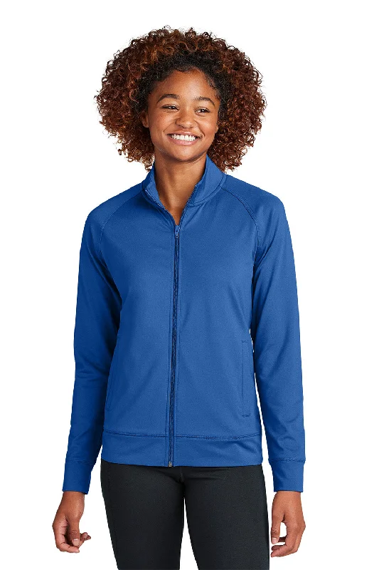 Women's cropped down jackets in bold colors for a sporty and fashionable winter outfitSport-Tek Womens Sport-Wick Moisture Wicking Full Zip Cadet Jacket - True Royal Blue - New