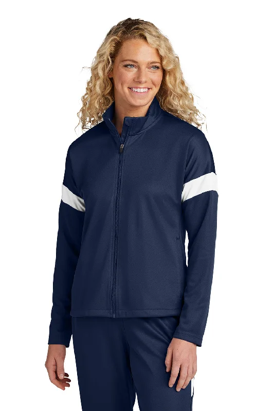 Women's pea coats in a plus - size fit for a flattering and warm winter coatSport-Tek Womens Moisture Wicking Travel Full Zip Jacket - True Navy Blue/White - New Women's pea coats in a plus - size fit for a flattering and warm winter coatSport-Tek Womens Moisture Wicking Travel Full Zip Jacket - True Navy Blue/White - New