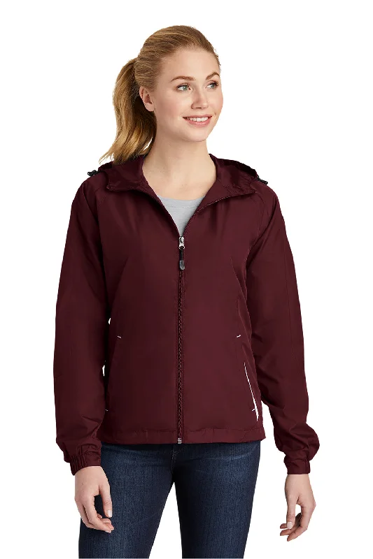 Women's long - line cardigan jackets in a soft knit for a cozy and elegant lookSport-Tek Womens Water Resistant Full Zip Hooded Jacket - Maroon/White Women's long - line cardigan jackets in a soft knit for a cozy and elegant lookSport-Tek Womens Water Resistant Full Zip Hooded Jacket - Maroon/White