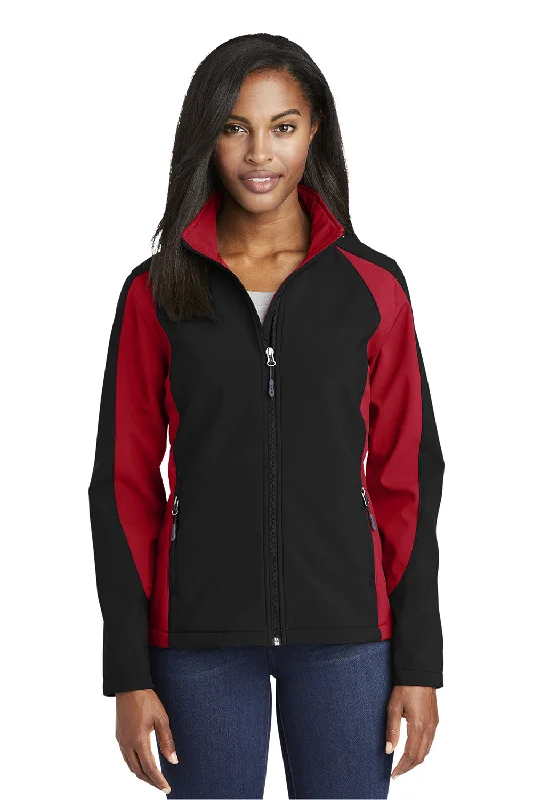 Women's faux fur - trimmed denim jackets for a trendy and cozy styleSport-Tek Womens Water Resistant Full Zip Jacket - Black/True Red Women's faux fur - trimmed denim jackets for a trendy and cozy styleSport-Tek Womens Water Resistant Full Zip Jacket - Black/True Red