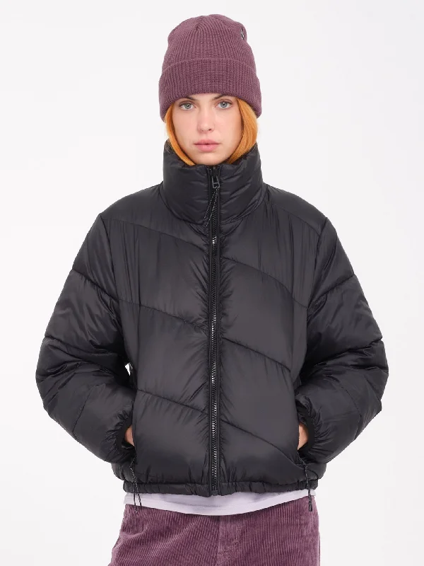 Mid - length women's down coats in a slim fit for a modern and sleek appearanceStone Sense Puff Jacket (Reversible) - Black Mid - length women's down coats in a slim fit for a modern and sleek appearanceStone Sense Puff Jacket (Reversible) - Black