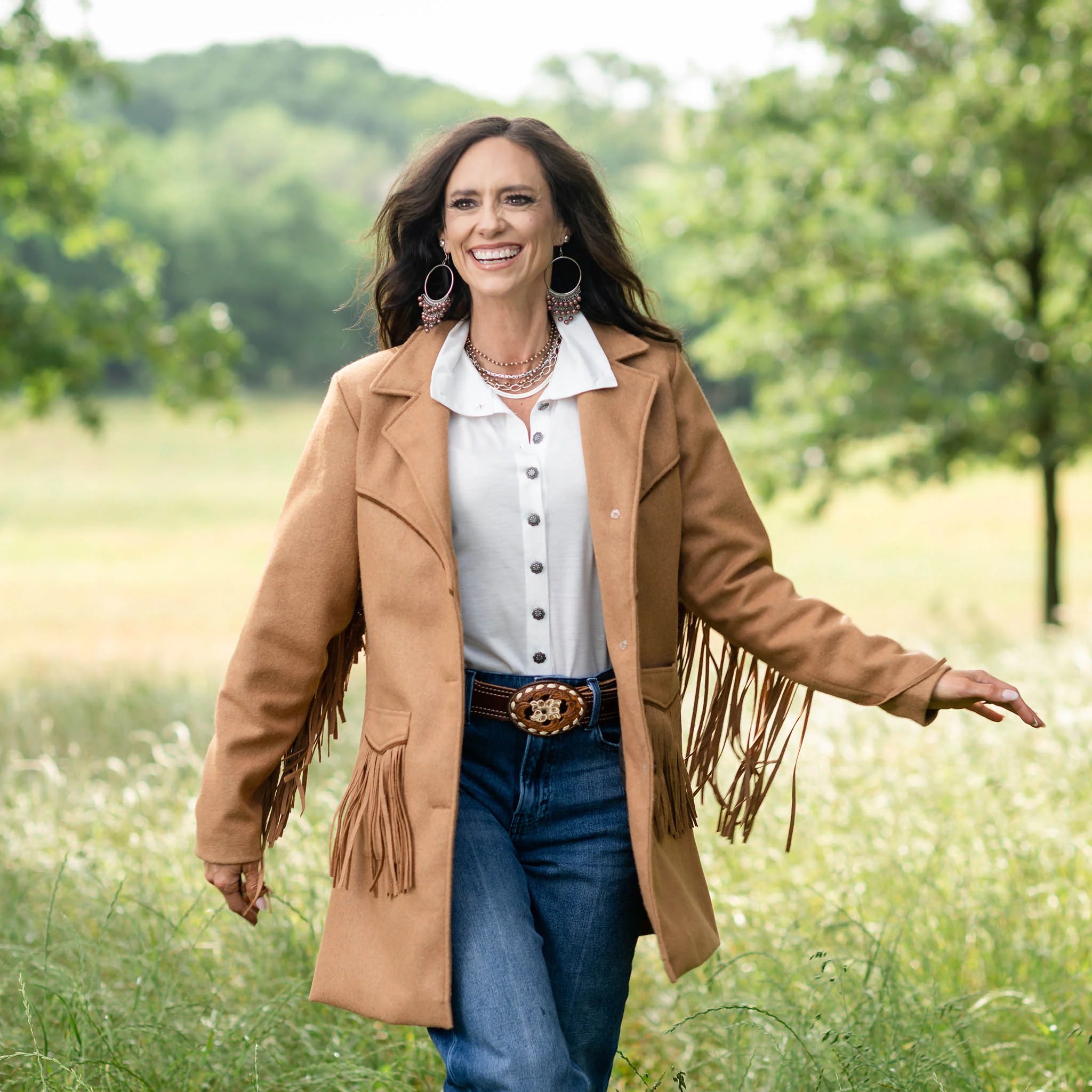 Women's reversible down coats with two - tone designs for versatile stylingSTS Ranchwear Women's Hattie Wool Fringe Coat in Chestnut Women's reversible down coats with two - tone designs for versatile stylingSTS Ranchwear Women's Hattie Wool Fringe Coat in Chestnut