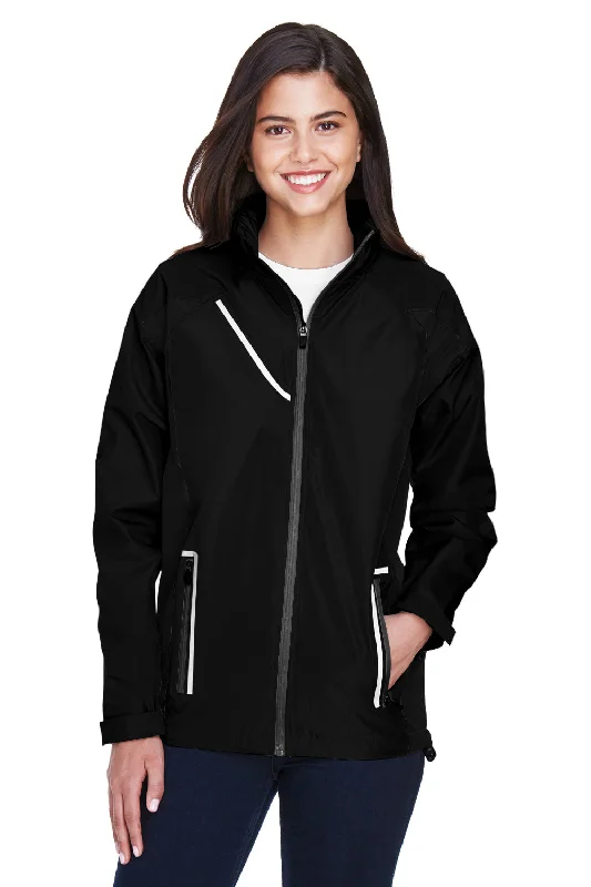 Women's moto jackets with a lace - up front for a unique and stylish touchTeam 365 Womens Dominator Waterproof Full Zip Hooded Jacket - Black Women's moto jackets with a lace - up front for a unique and stylish touchTeam 365 Womens Dominator Waterproof Full Zip Hooded Jacket - Black