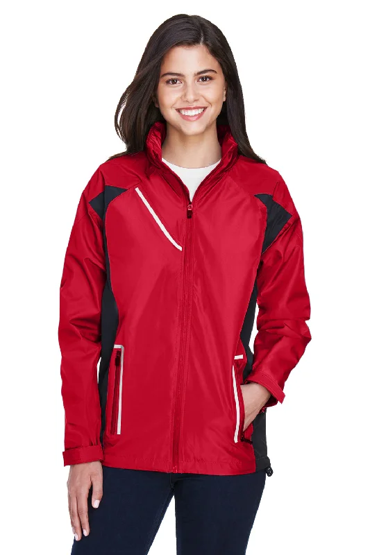 Women's quilted puffer jackets in a cropped silhouette for a modern twistTeam 365 Womens Dominator Waterproof Full Zip Hooded Jacket - Red Women's quilted puffer jackets in a cropped silhouette for a modern twistTeam 365 Womens Dominator Waterproof Full Zip Hooded Jacket - Red