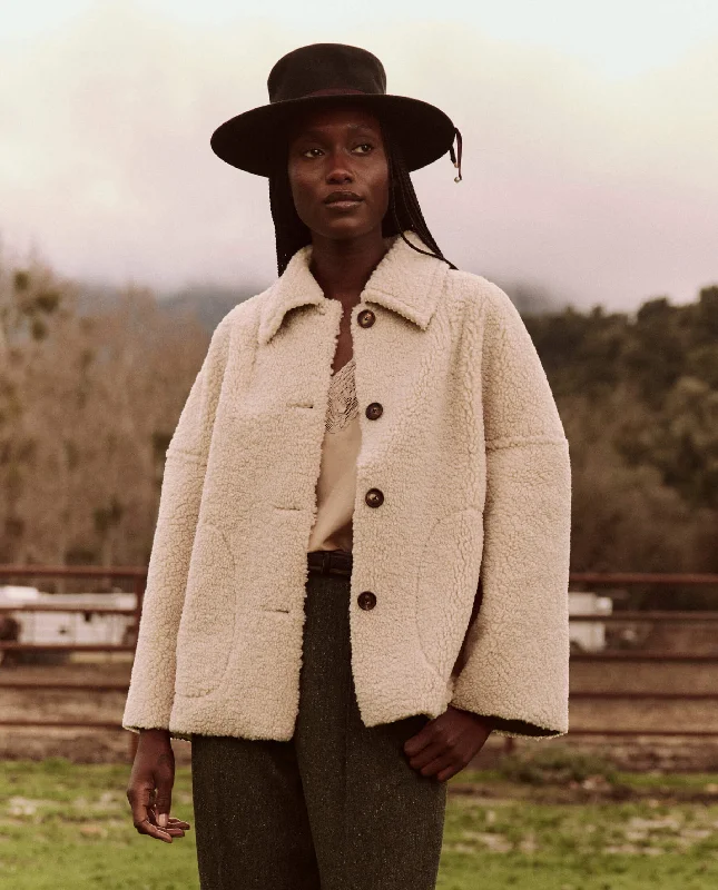 Women's shearling - lined suede jackets for ultimate warmth and luxuryThe Cropped Plush Car Coat. -- Malt Women's shearling - lined suede jackets for ultimate warmth and luxuryThe Cropped Plush Car Coat. -- Malt
