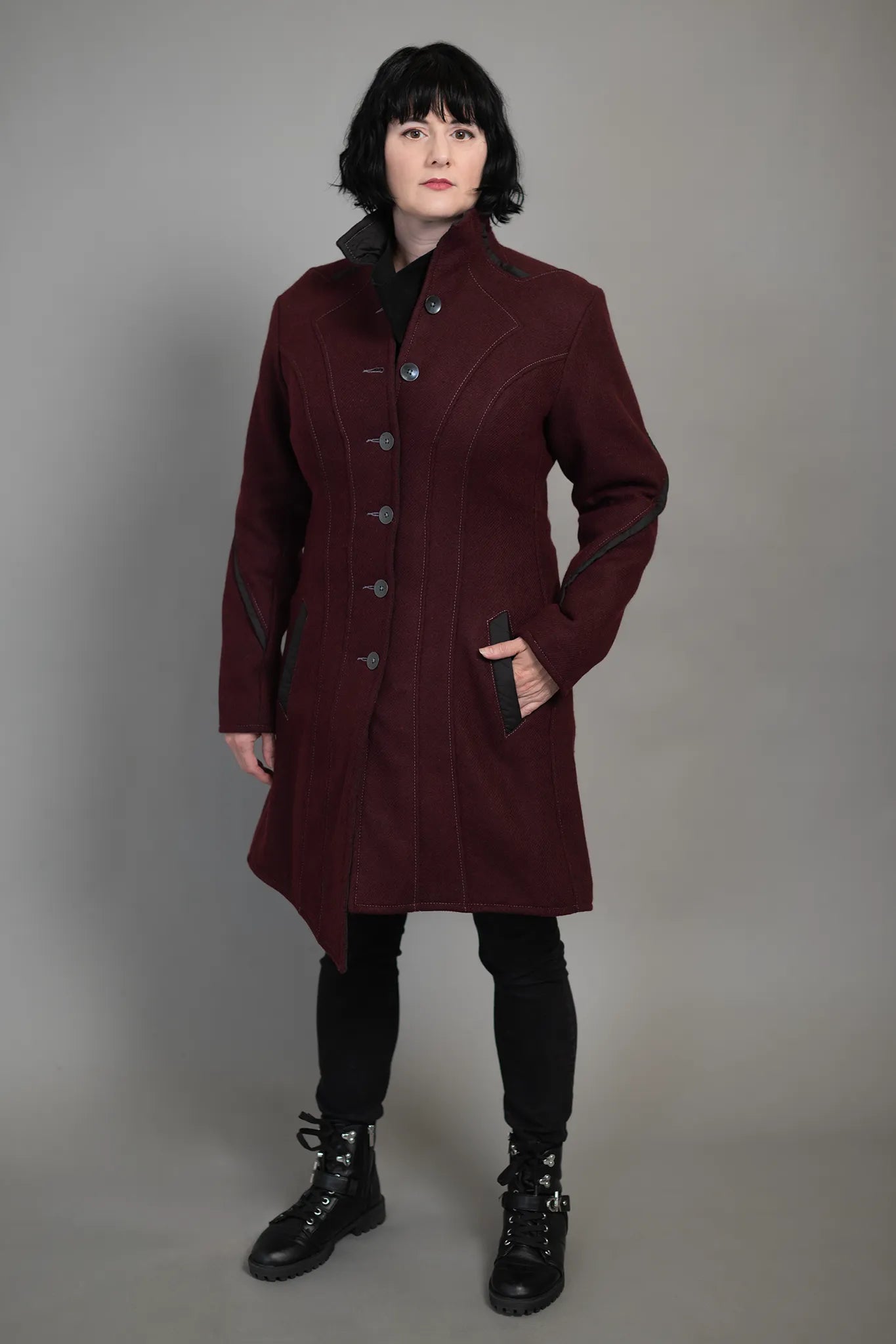 Mid - length women's down coats in a slim fit for a modern and sleek appearanceThe Dorian - Sanguine [Womens]