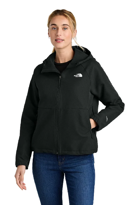 Women's cropped leather jackets with a fringe detail for a western - inspired outfitThe North Face Womens Barr Lake Water Resistant Soft Shell Full Zip Hooded Jacket - Heather Black - New