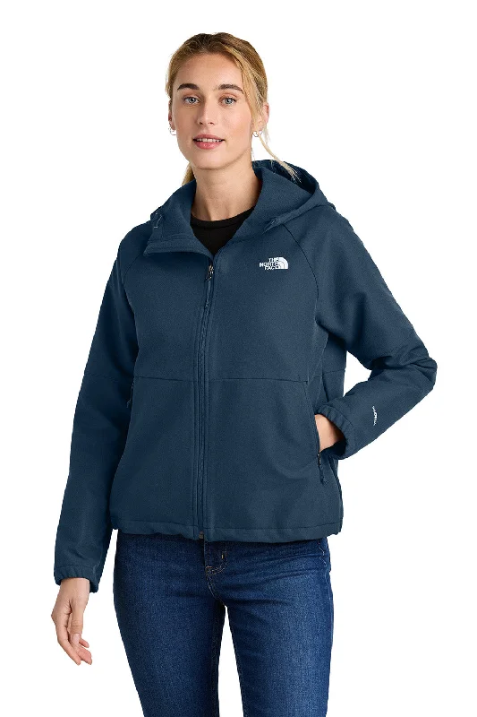 Women's bomber jackets with a holographic finish for a futuristic and eye - catching lookThe North Face Womens Barr Lake Water Resistant Soft Shell Full Zip Hooded Jacket - Heather Dark Shady Blue - New