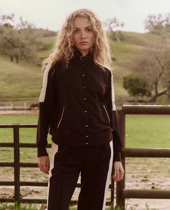 Women's faux fur - trimmed denim jackets for a trendy and cozy styleThe Track Jacket. -- Driftwood Women's faux fur - trimmed denim jackets for a trendy and cozy styleThe Track Jacket. -- Driftwood