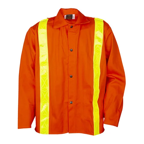 Women's windbreaker jackets with adjustable hoods for windy daysTillman 9oz 30" Hi-Vis Orange FR Jacket w Reflective Stripes - 6230DRT