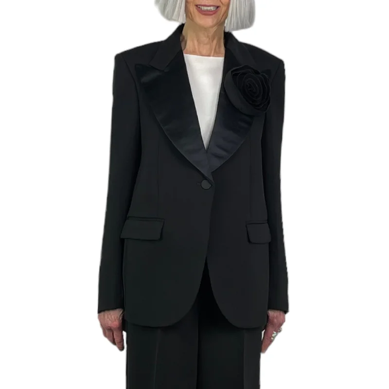 Women's shearling - lined suede jackets for ultimate warmth and luxurySATIN CREPE JACKET W/ROSE Women's shearling - lined suede jackets for ultimate warmth and luxurySATIN CREPE JACKET W/ROSE
