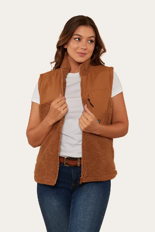 Women's denim jackets with distressed details for a casual and edgy lookTrails Womens Vest - Toffee Women's denim jackets with distressed details for a casual and edgy lookTrails Womens Vest - Toffee