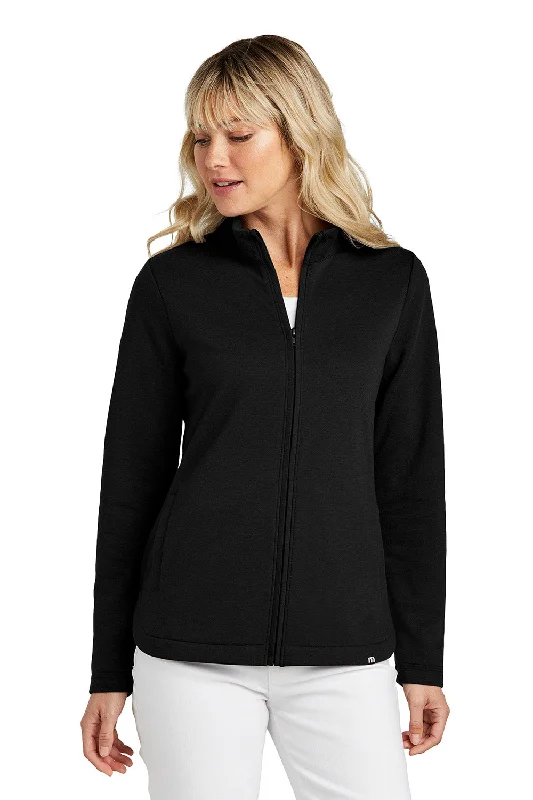 Women's faux fur - trimmed denim jackets for a trendy and cozy styleTravisMathew Womens Coveside Wrinkle Resistant Full Zip Jacket - Black - New Women's faux fur - trimmed denim jackets for a trendy and cozy styleTravisMathew Womens Coveside Wrinkle Resistant Full Zip Jacket - Black - New