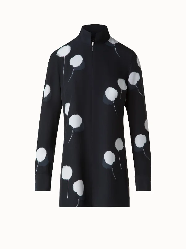 Women's cropped leather jackets with a fringe detail for a western - inspired outfitTunic Blouse in Silk with Dandelion Print Women's cropped leather jackets with a fringe detail for a western - inspired outfitTunic Blouse in Silk with Dandelion Print