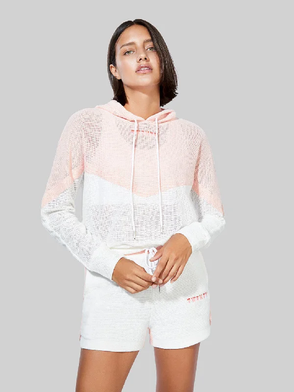 Women's double - breasted tweed jackets in classic colors for a sophisticated office lookTWENTY FLAMINGO WHITE COLORBLOCK HOODIE Women's double - breasted tweed jackets in classic colors for a sophisticated office lookTWENTY FLAMINGO WHITE COLORBLOCK HOODIE