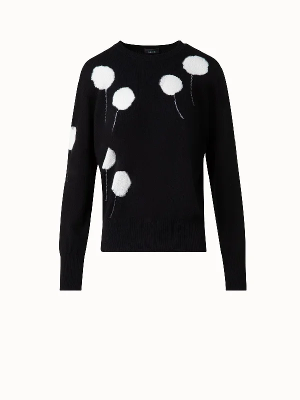 Women's cropped satin jackets in pastel shades for a glamorous evening outV-Neck Sweater in Cashmere with Dandelion Intarsia Women's cropped satin jackets in pastel shades for a glamorous evening outV-Neck Sweater in Cashmere with Dandelion Intarsia