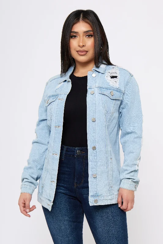 Women's double - breasted tweed jackets in classic colors for a sophisticated office lookVoodoo Child - Distressed Denim Jacket Women's double - breasted tweed jackets in classic colors for a sophisticated office lookVoodoo Child - Distressed Denim Jacket