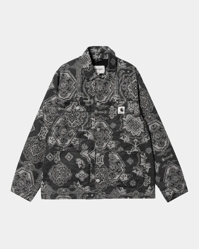 Women's military - style jackets with epaulets for a tough and fashionable appearanceIrving Coat | Black Verse Print Women's military - style jackets with epaulets for a tough and fashionable appearanceIrving Coat | Black Verse Print
