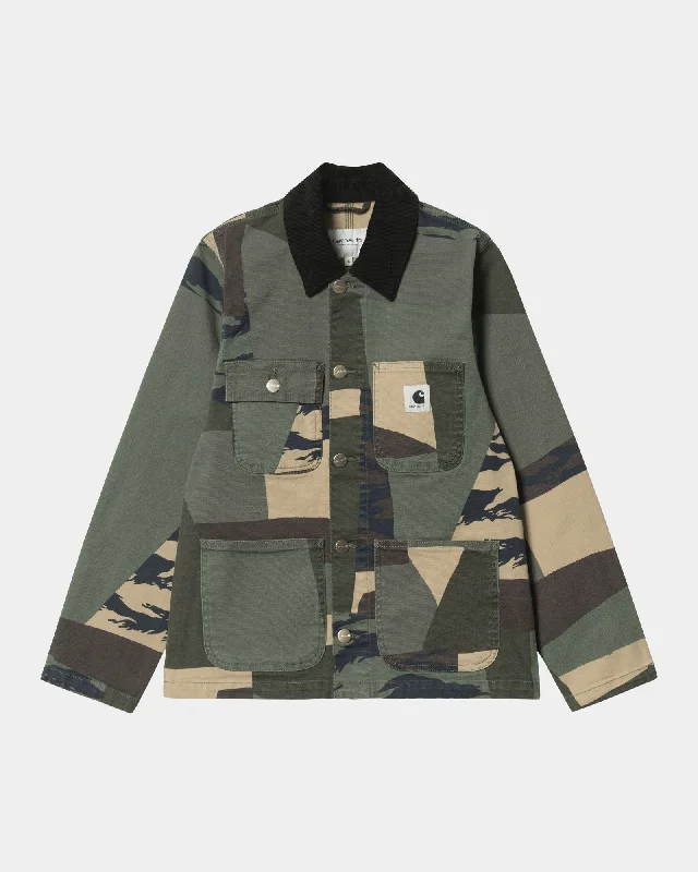 Women's long - length wool blend jackets for a warm and stylish winter lookWomen's Michigan Jacket (Spring) | Black / Mend Camo (stone washed) Women's long - length wool blend jackets for a warm and stylish winter lookWomen's Michigan Jacket (Spring) | Black / Mend Camo (stone washed)
