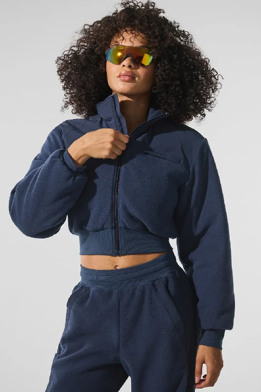 Shearling - lined women's leather coats for ultimate warmth and luxuryPolar Fleece Cropped Wintry Mix Jacket - Navy Shearling - lined women's leather coats for ultimate warmth and luxuryPolar Fleece Cropped Wintry Mix Jacket - Navy