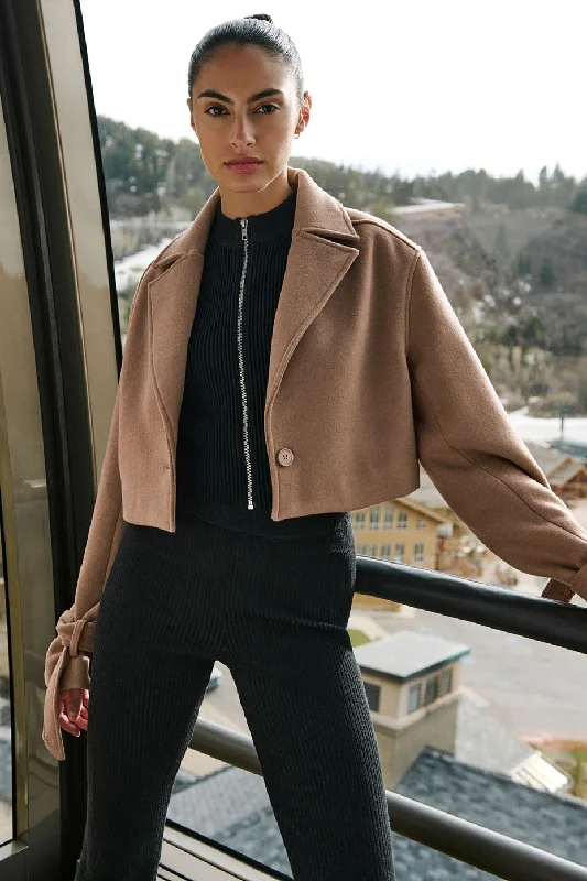 Shearling - lined women's leather coats for ultimate warmth and luxuryWool Cropped Metro Trench - Toasted Almond Shearling - lined women's leather coats for ultimate warmth and luxuryWool Cropped Metro Trench - Toasted Almond