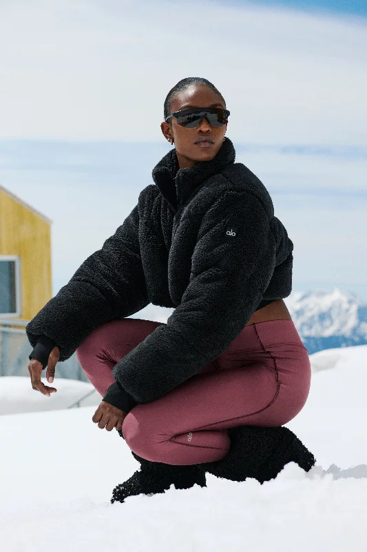 Women's knee - length wool blend coats with a fur collar for added warmthSherpa Main Act Corset Puffer - Black Women's knee - length wool blend coats with a fur collar for added warmthSherpa Main Act Corset Puffer - Black