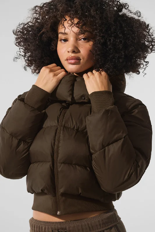 Petite women's wool blend coats with a tailored fit for a flattering silhouetteFoxy Puffer Jacket - Espresso Petite women's wool blend coats with a tailored fit for a flattering silhouetteFoxy Puffer Jacket - Espresso