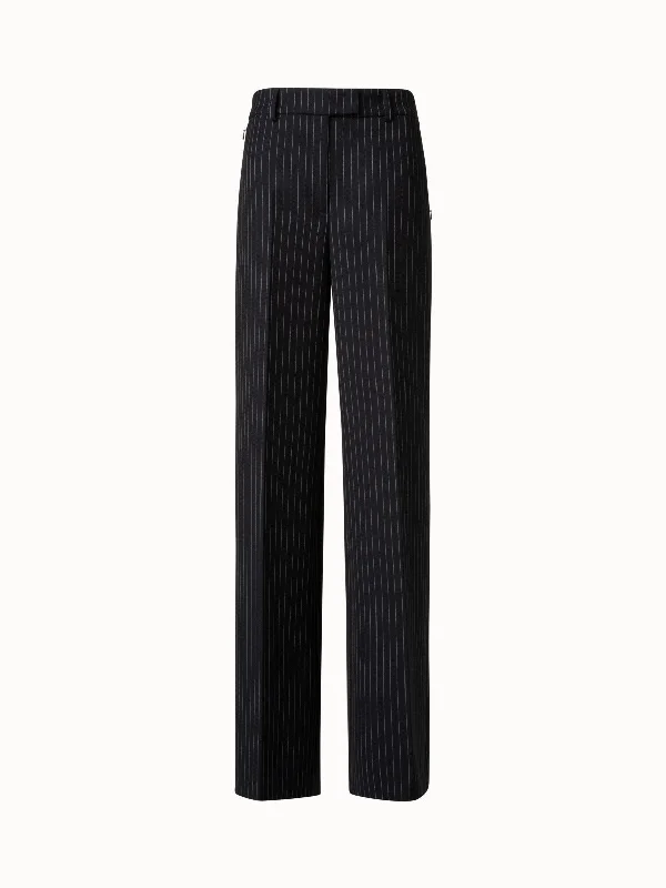 Women's cropped satin jackets in pastel shades for a glamorous evening outWide Leg Pants in Wool Double-Face with Pinstripes Women's cropped satin jackets in pastel shades for a glamorous evening outWide Leg Pants in Wool Double-Face with Pinstripes