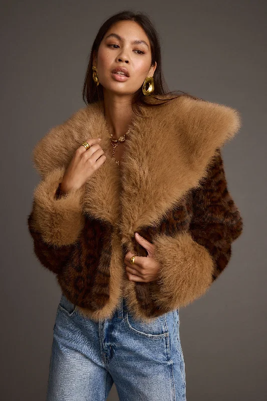 Women's faux fur - trimmed denim jackets for a trendy and cozy styleWild Heart Leopard Faux Fur Cropped Jacket Women's faux fur - trimmed denim jackets for a trendy and cozy styleWild Heart Leopard Faux Fur Cropped Jacket