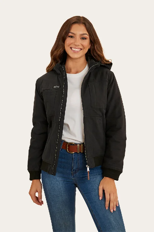 Women's windbreaker jackets with adjustable hoods for windy daysWillowra Womens Canvas Jacket - Black