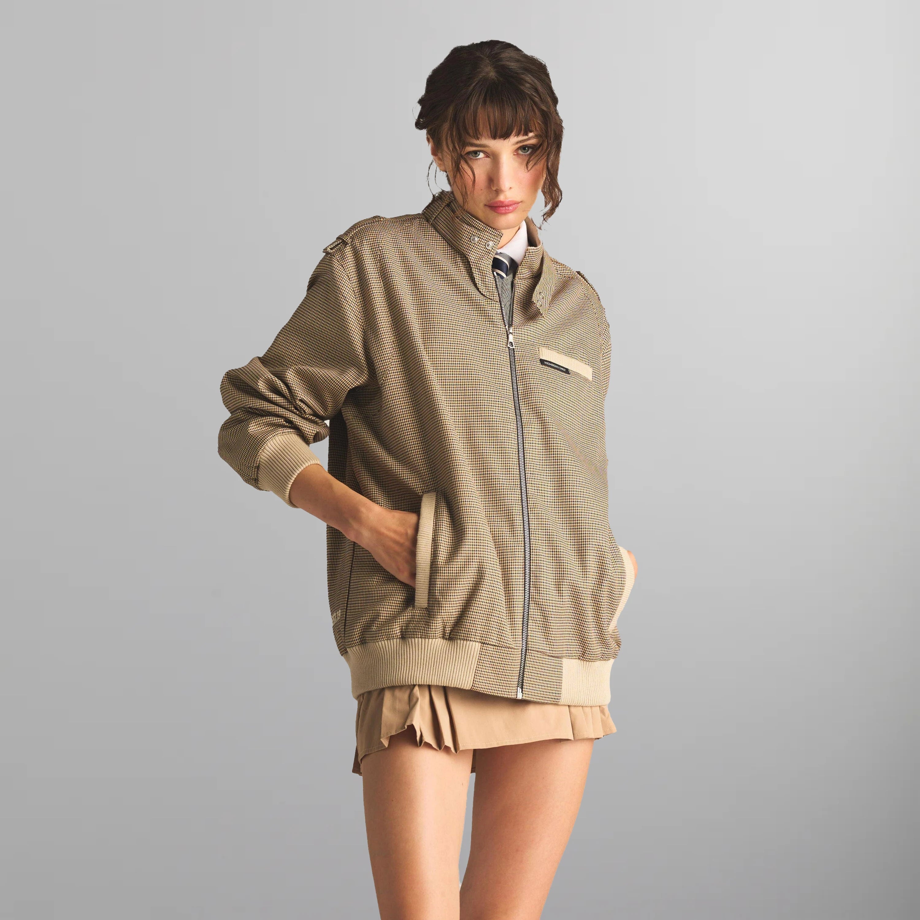 Women's shearling - lined suede jackets for ultimate warmth and luxuryWomen's Clinton Houndstooth Oversized Jacket