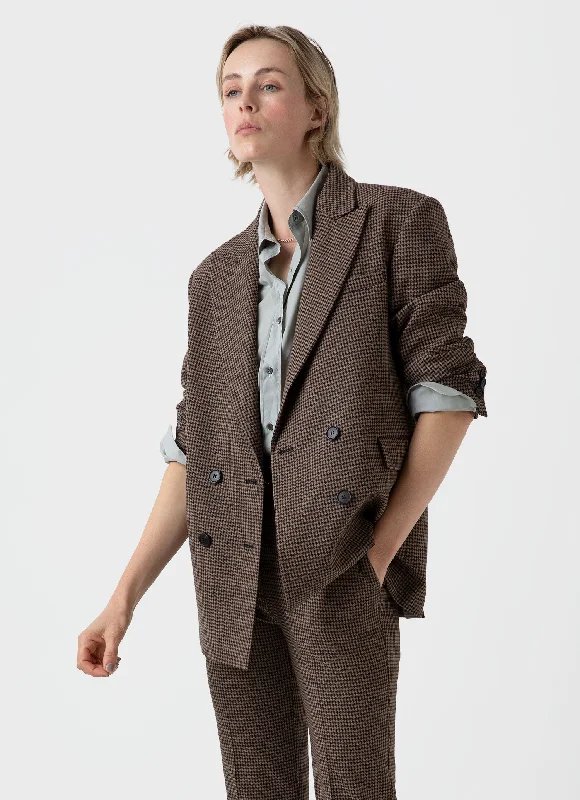 Water - resistant women's trench coats with adjustable cuffs for rainy daysWomen's Edie Campbell Double Breasted Blazer in Black/Tan Check Water - resistant women's trench coats with adjustable cuffs for rainy daysWomen's Edie Campbell Double Breasted Blazer in Black/Tan Check
