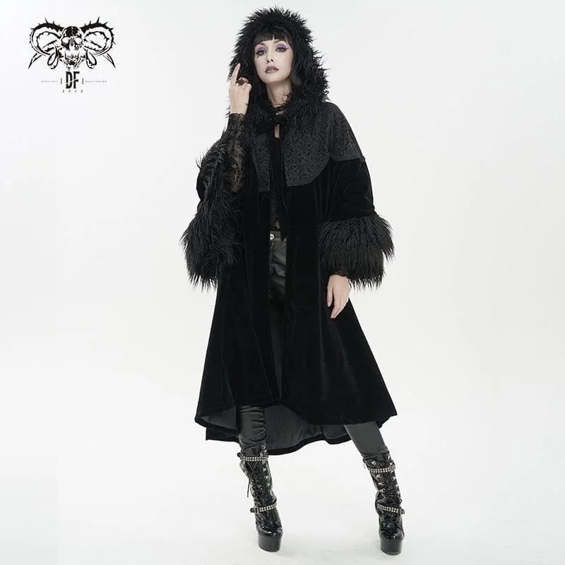 Oversized women's wool coats in a monochromatic look for a trendy outfitWomen's Gothic Fluffy Splice Embossed Cloak Oversized women's wool coats in a monochromatic look for a trendy outfitWomen's Gothic Fluffy Splice Embossed Cloak