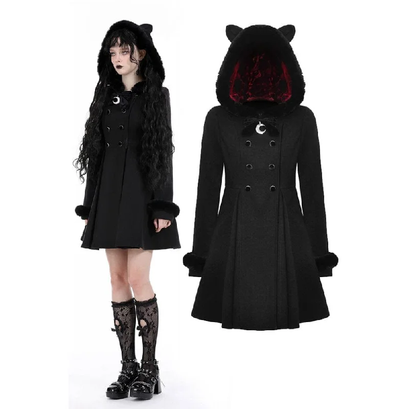 Women's faux fur coats in bright colors for a bold fashion statementWomen's Gothic Fluffy Splice Woolen Coat with Cat Ear Hood Women's faux fur coats in bright colors for a bold fashion statementWomen's Gothic Fluffy Splice Woolen Coat with Cat Ear Hood