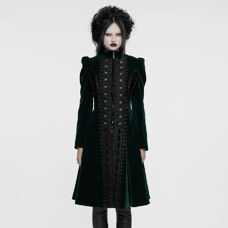 Women's waterproof parka coats with multiple pockets for practicalityWomen's Gothic Puff Sleeved Floral Embroidered Coat Green Women's waterproof parka coats with multiple pockets for practicalityWomen's Gothic Puff Sleeved Floral Embroidered Coat Green
